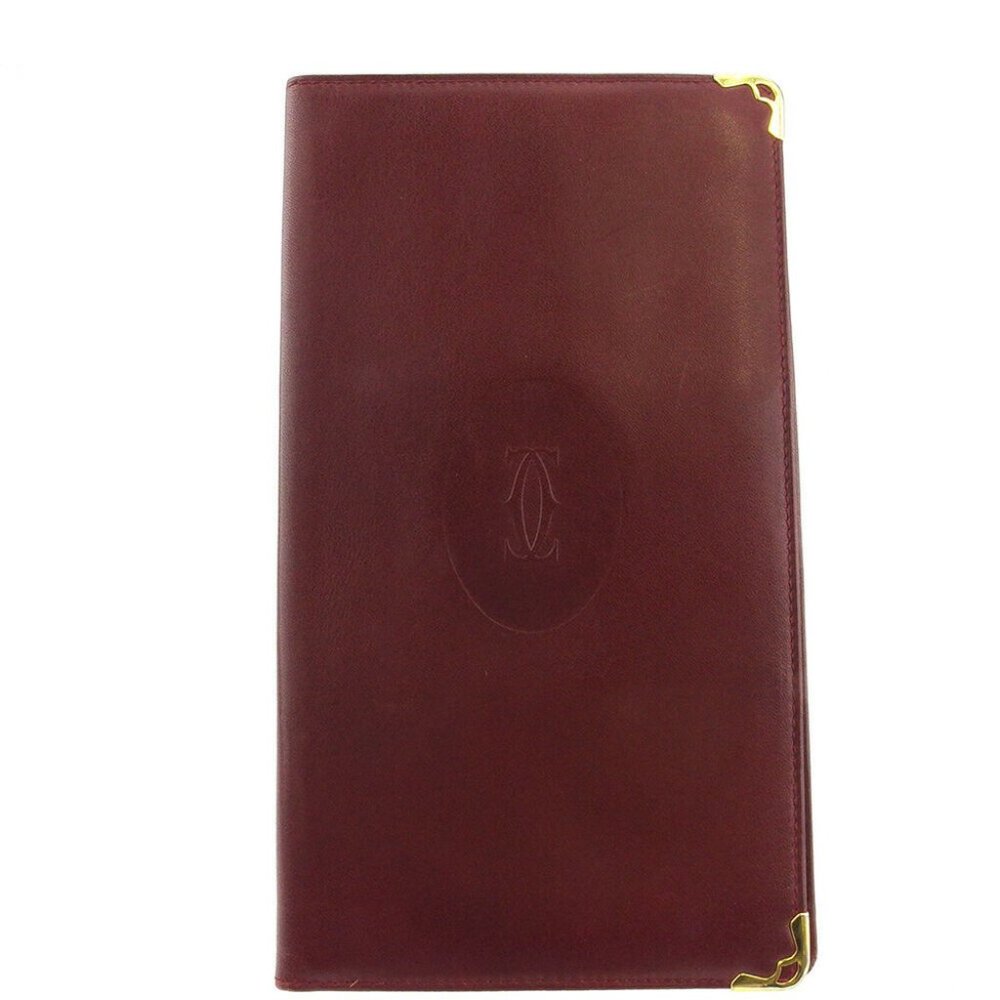 Cartier length wallet mast line Bordeaux leather Auth used T18012